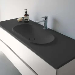 Poalgi Plan vasque lavabo résine Wraitom 80x46 cm noir antracita série Bül