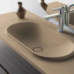 Poalgi Plan vasque lavabo résine Wraitom 80x46 cm beige albero série Bül