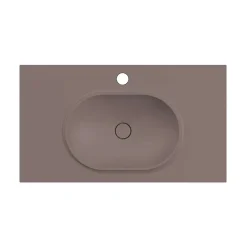 Plan Simple Vasque|Poalgi Plan vasque lavabo résine Wraitom 80x46 cm marron tundra série Bül