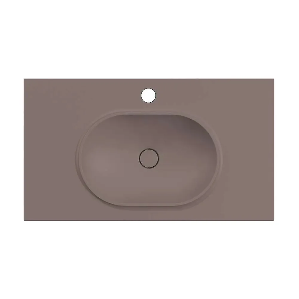 Plan Simple Vasque|Poalgi Plan vasque lavabo résine Wraitom 80x46 cm marron tundra série Bül