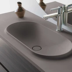 Poalgi Plan vasque lavabo résine Wraitom 100x46 cm gris concret série Bül