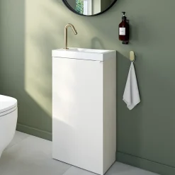 GoodHome Plan vasque lave-mains blanc en résine, Beni