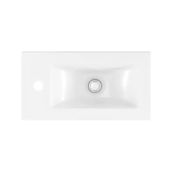 GoodHome Plan vasque lave-mains en céramique blanche l.44,4 x H.13 x P.23,5 cm Nira
