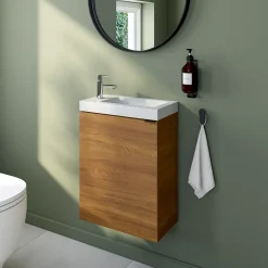GoodHome Plan vasque lave-mains en céramique blanche l.44,4 x H.13 x P.23,5 cm Nira