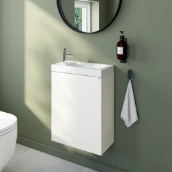 GoodHome Plan vasque lave-mains en céramique blanche l.44,4 x H.13 x P.23,5 cm Nira