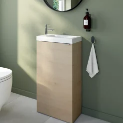 GoodHome Plan vasque lave-mains en céramique blanche l.44,4 x H.13 x P.23,5 cm Nira