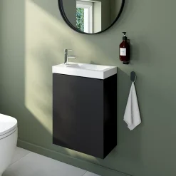 GoodHome Plan vasque lave-mains en céramique blanche l.44,4 x H.13 x P.23,5 cm Nira