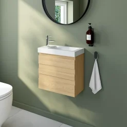 GoodHome Plan vasque lave-mains en céramique blanche l.44,4 x H.13 x P.23,5 cm Nira