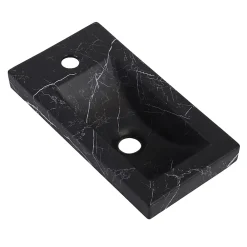 Homesight Plan vasque lave-mains en céramique l.44,2 x H.5 x P.23,2 cm, effet marbre noir,