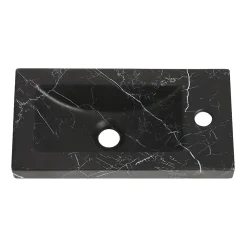 Homesight Plan vasque lave-mains en céramique l.44,2 x H.5 x P.23,2 cm, effet marbre noir,