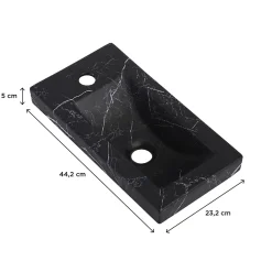 Homesight Plan vasque lave-mains en céramique l.44,2 x H.5 x P.23,2 cm, effet marbre noir,