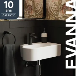 GoodHome Plan vasque lave-mains en céramique, l.47,5 x H.13,3 x P.29,5 cm, blanc, Levanna