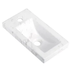 Plan Vasque Lave-Mains|Homesight Plan vasque lave-mains en céramique l.44,2 x H.5 x P.23,2 cm, effet marbre blanc,