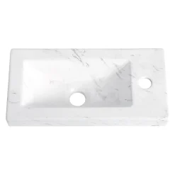 Plan Vasque Lave-Mains|Homesight Plan vasque lave-mains en céramique l.44,2 x H.5 x P.23,2 cm, effet marbre blanc,