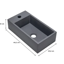 Plan Vasque Lave-Mains|Homesight Plan vasque lave-mains l.44,2 x H.12 x P.23,2 cm, béton gris,