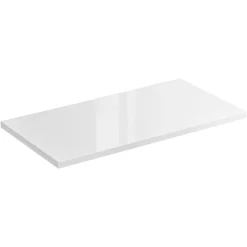 Meublorama Plan vasque NALYA 61 cm Blanc brillant et chene clair Plateau pour meuble suspendu