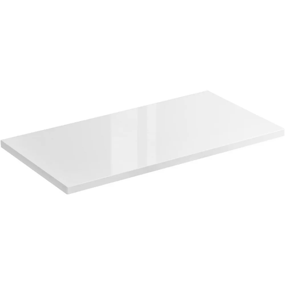 Meublorama Plan vasque NALYA 61 cm Blanc brillant et chene clair Plateau pour meuble suspendu
