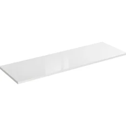 Meublorama Plan vasque NALYA 141 cm Blanc brillant et chene clair Plateau pour double meuble vasque