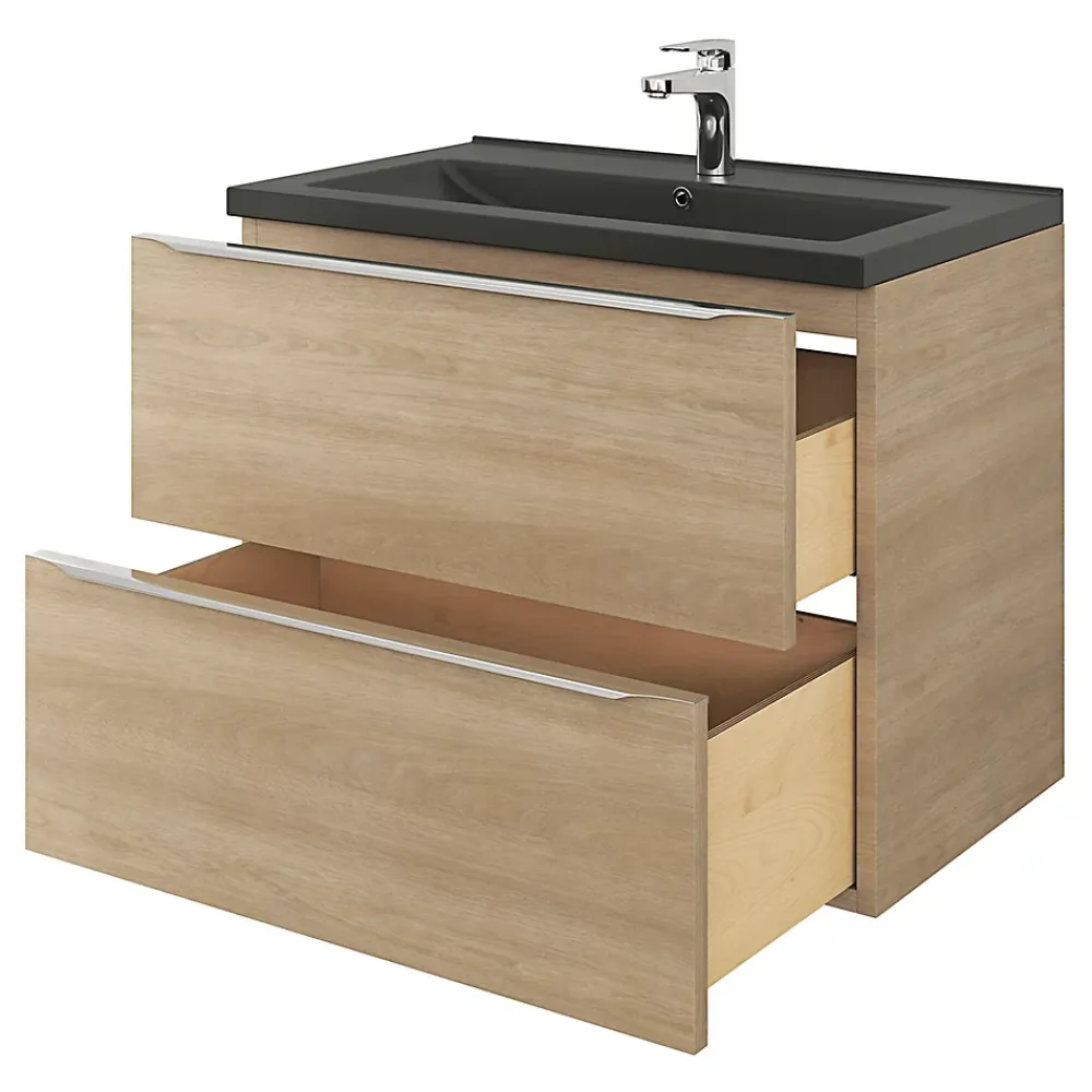 Plan Simple Vasque|GoodHome Plan vasque noir Nira 80 cm