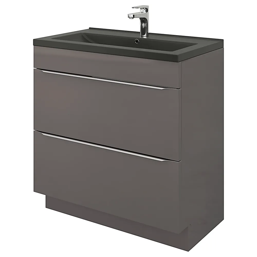 Plan Simple Vasque|GoodHome Plan vasque noir Nira 80 cm