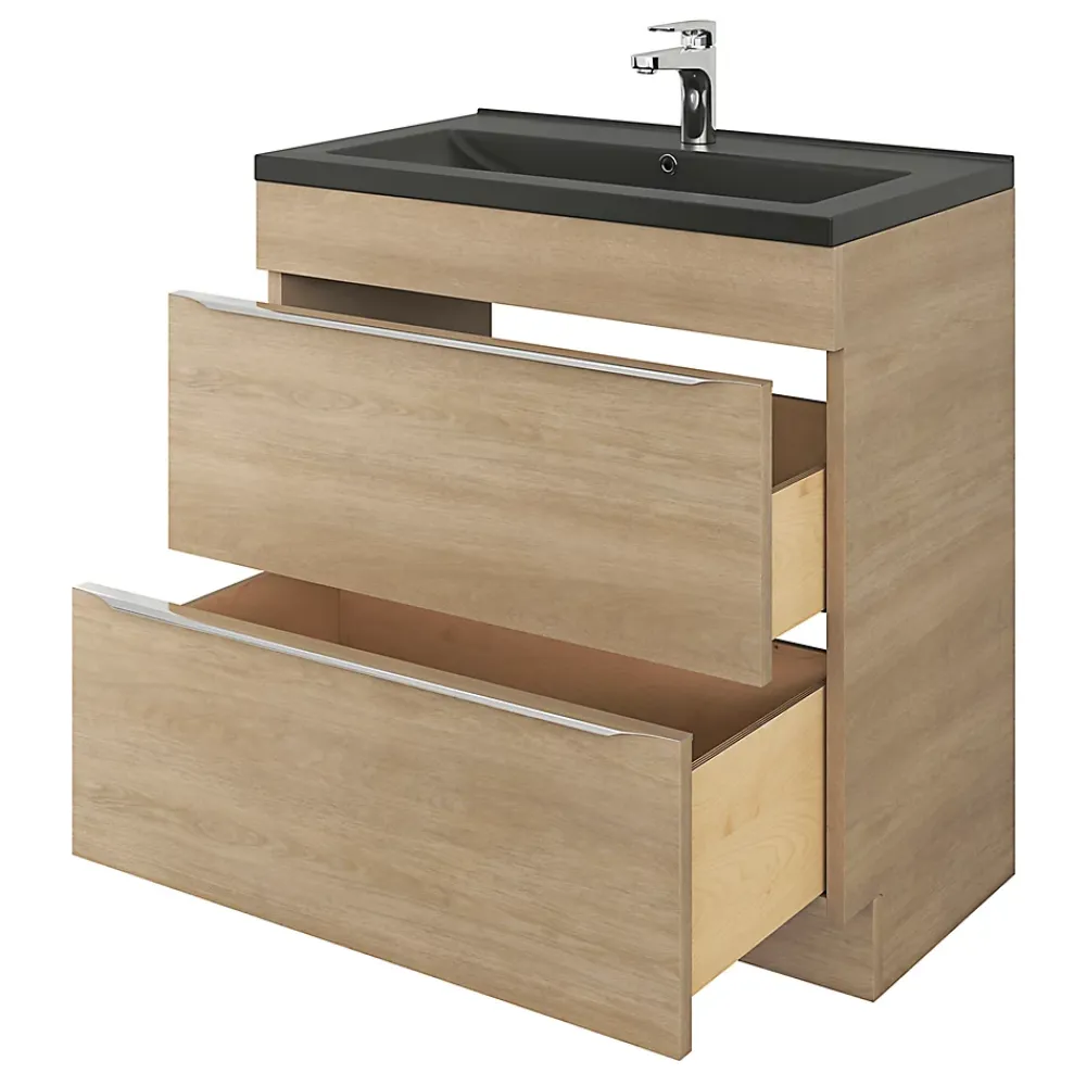 Plan Simple Vasque|GoodHome Plan vasque noir Nira 80 cm