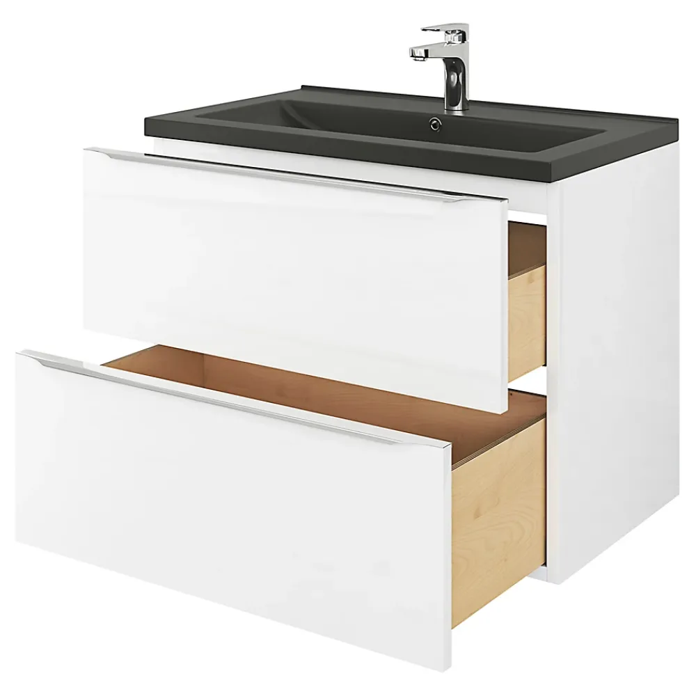 Plan Simple Vasque|GoodHome Plan vasque noir Nira 80 cm