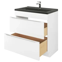 Plan Simple Vasque|GoodHome Plan vasque noir Nira 80 cm