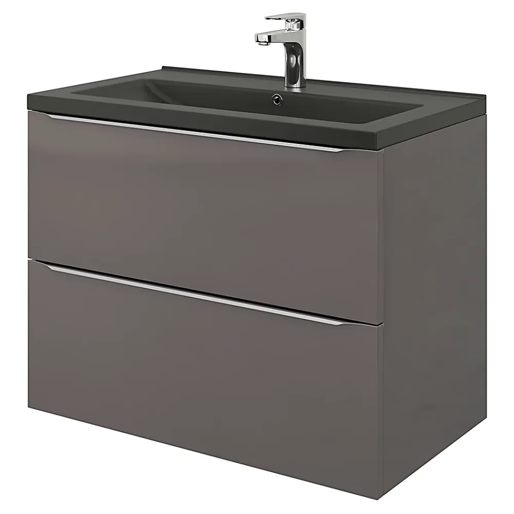 Plan Simple Vasque|GoodHome Plan vasque noir Nira 80 cm
