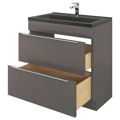 Plan Simple Vasque|GoodHome Plan vasque noir Nira 80 cm