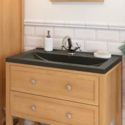 Plan Simple Vasque|GoodHome Plan vasque noir Nira 80 cm