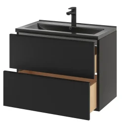 Plan Simple Vasque|GoodHome Plan vasque noir Nira 80 cm