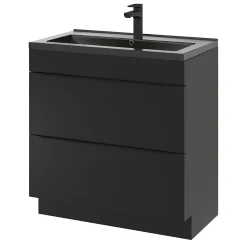 Plan Simple Vasque|GoodHome Plan vasque noir Nira 80 cm
