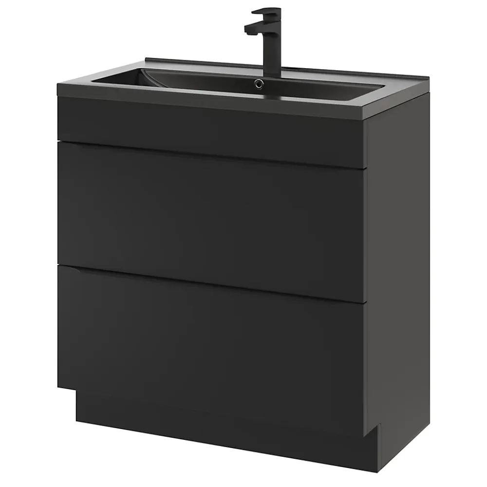 Plan Simple Vasque|GoodHome Plan vasque noir Nira 80 cm