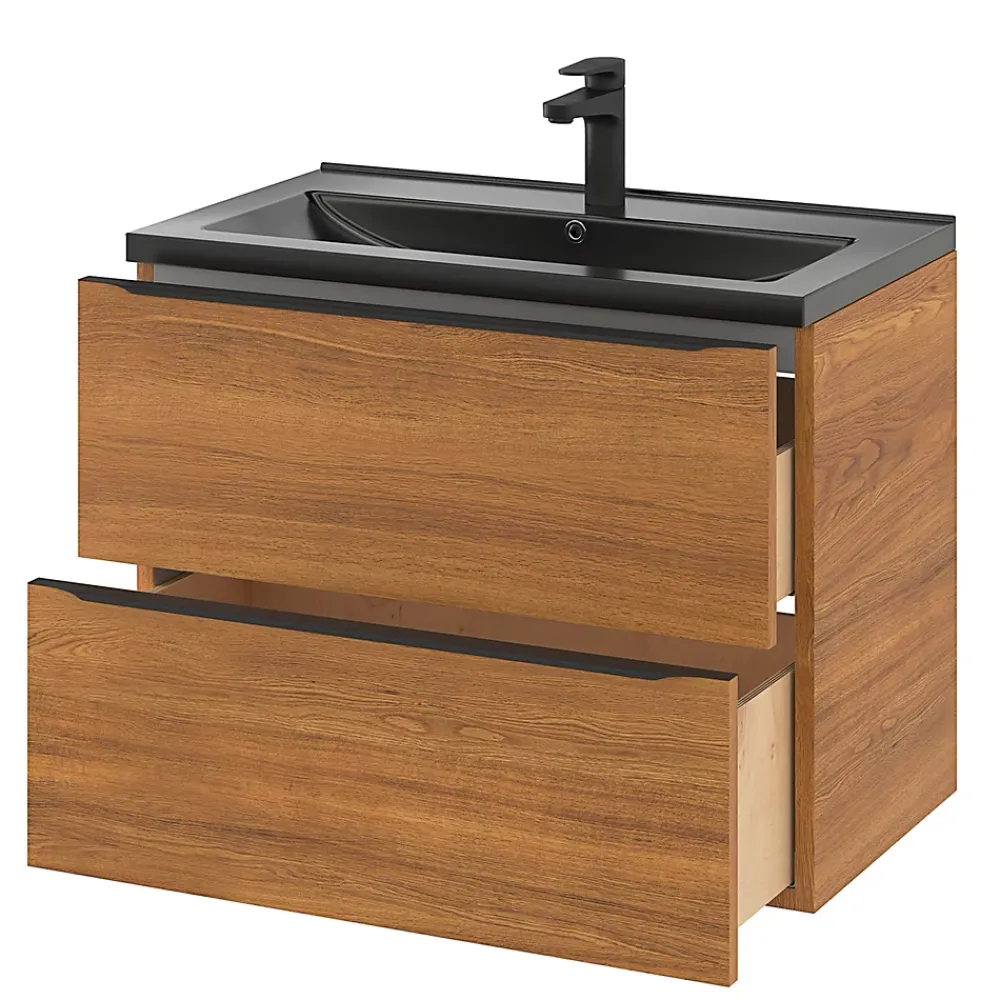 Plan Simple Vasque|GoodHome Plan vasque noir Nira 80 cm