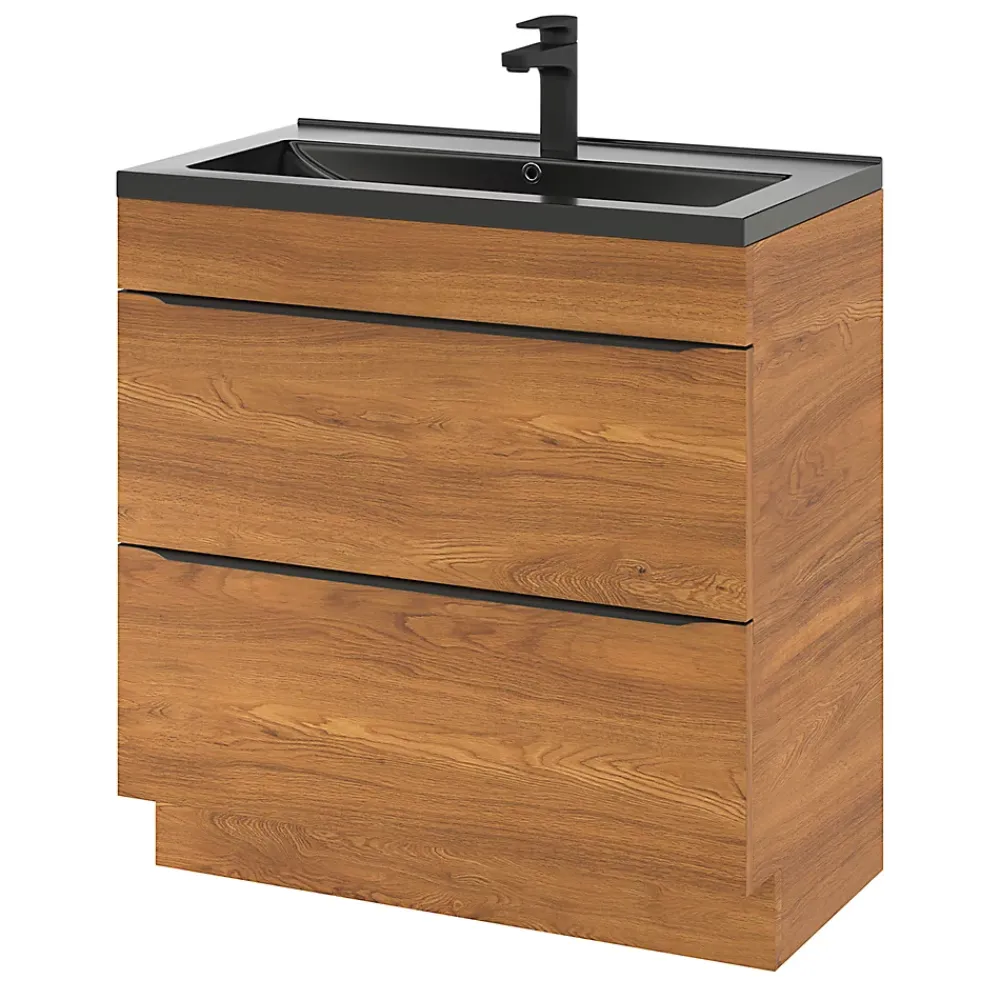 Plan Simple Vasque|GoodHome Plan vasque noir Nira 80 cm