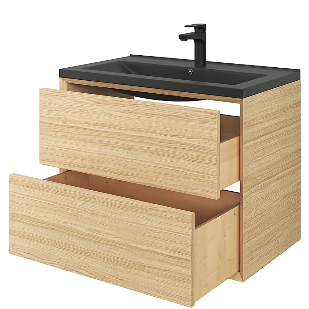 Plan Simple Vasque|GoodHome Plan vasque noir Nira 80 cm