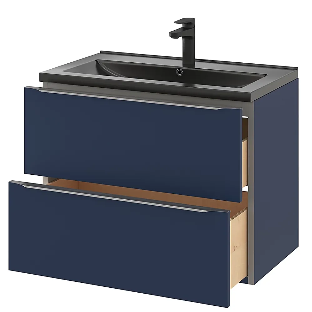 Plan Simple Vasque|GoodHome Plan vasque noir Nira 80 cm