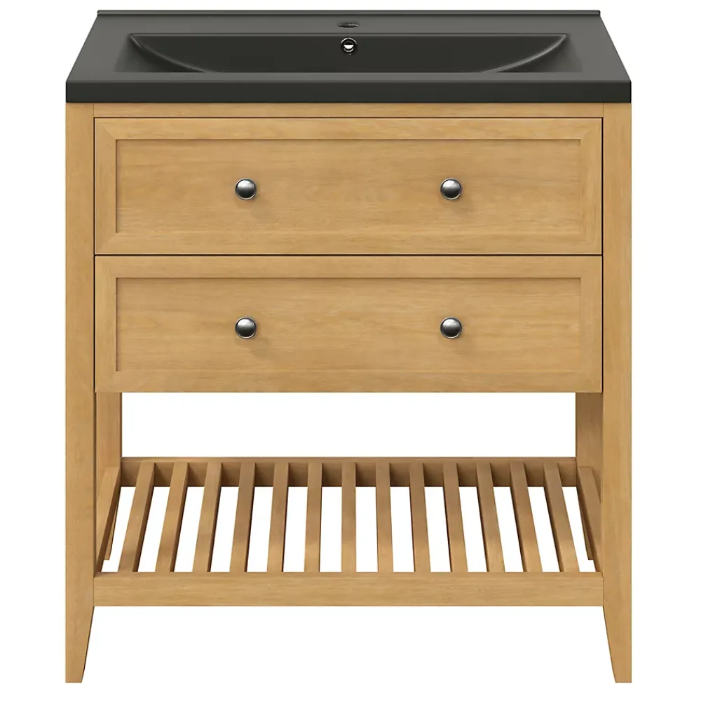 Plan Simple Vasque|GoodHome Plan vasque noir Nira 80 cm