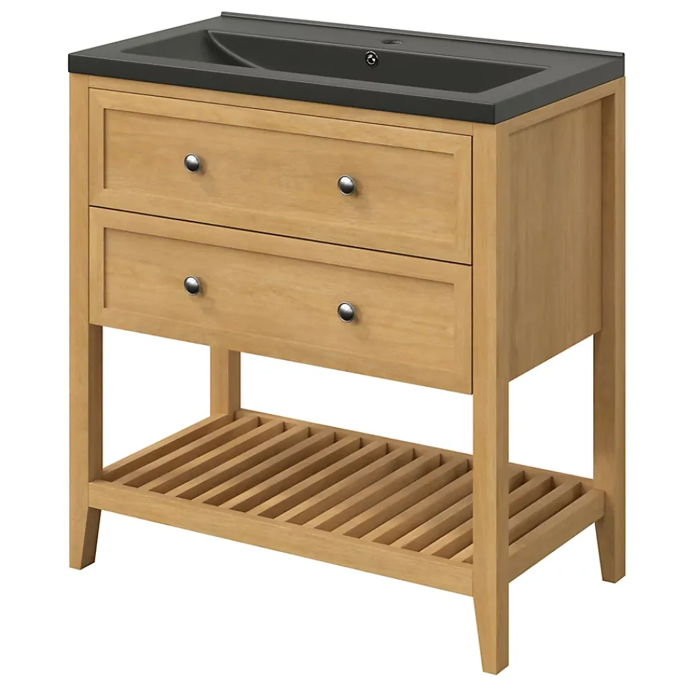 Plan Simple Vasque|GoodHome Plan vasque noir Nira 80 cm