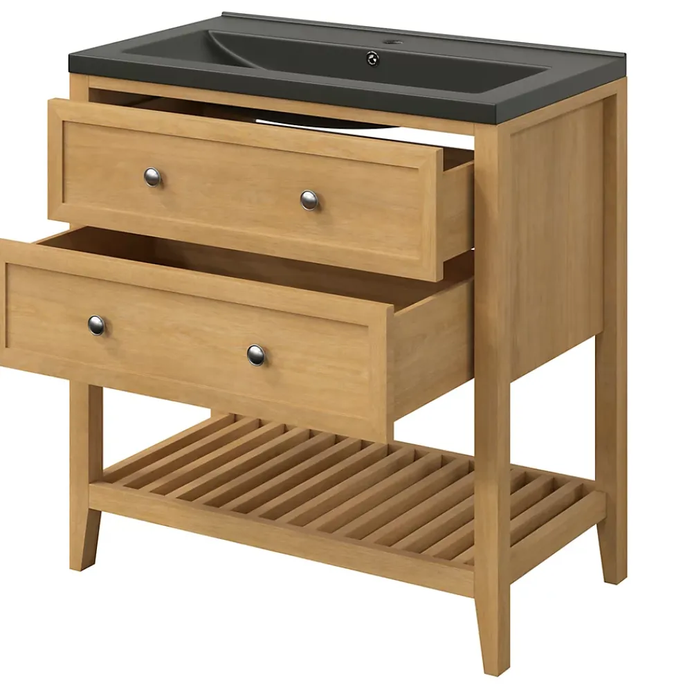 Plan Simple Vasque|GoodHome Plan vasque noir Nira 80 cm