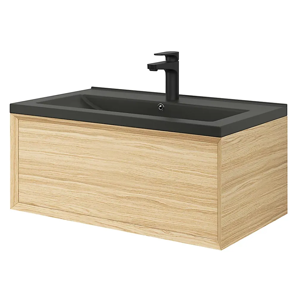Plan Simple Vasque|GoodHome Plan vasque noir Nira 80 cm