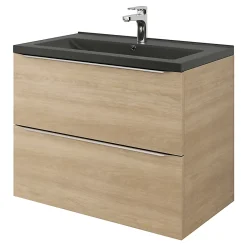 Plan Simple Vasque|GoodHome Plan vasque noir Nira 80 cm