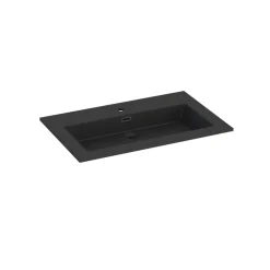 Plan Simple Vasque| Plan vasque noir mat en résine l.80 cm, Pamili