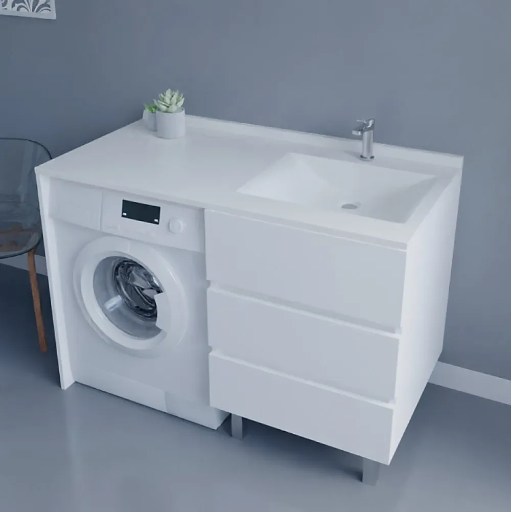 Plan Simple Vasque|Cuisibane Plan vasque RESIPLAN - 124 cm avec vasque déportée à droite