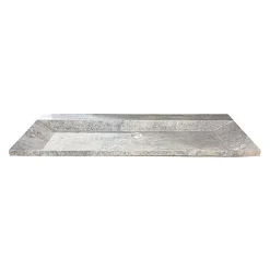 Plan Simple Vasque|C-Negoce Plan vasque simple gris en travertin Provence - 120 x 45 x 10 cm -