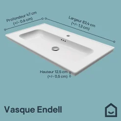 Plan Simple Vasque|GoodHome Plan vasque simple blanc en céramique l.80 cm, Endell
