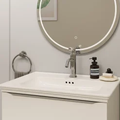 GoodHome Plan vasque simple blanc en céramique l.60 cm, Endell