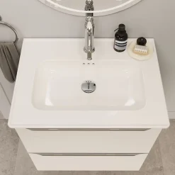 GoodHome Plan vasque simple blanc en céramique l.60 cm, Endell