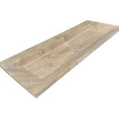 C-Negoce Plan vasque simple marron en travertin Provence - 120 x 45 x 10 cm -