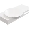 Vente-unique Plan vasque suspendu en solid surface avec porte serviettes - Blanc - L100 x l54 x H20 cm - YUMIKO